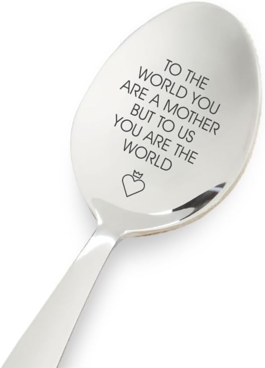 To The World You Are A Mother But To Us You Are The World - Cuchara grabada para el día de la madre, regalo para mamá, cuchara de café, regalo para