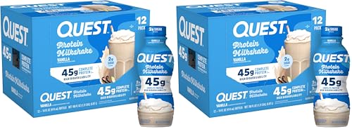 Image of Quest Nutrition Vanilla Protein Shake,45g Protein,2g Sugar,3g Net Carbs,Ready to Drink,Gluten Free,(Pack of 24)