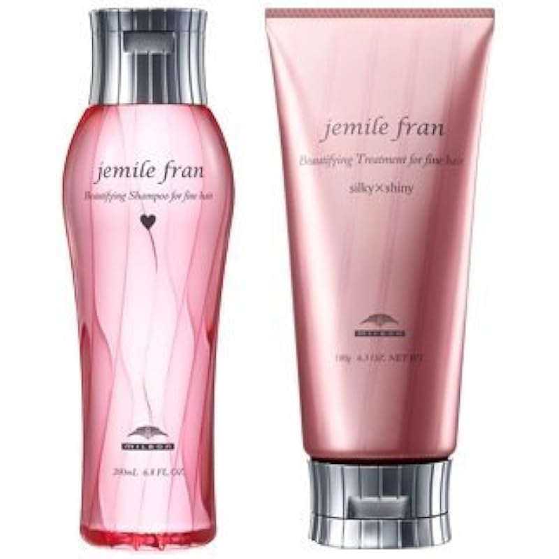 Milbon Gémir Fran Shampoo & Treatment Heart Silky Shiny 200ml 180g 병 세트