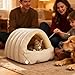 Warme Winterhöhle, Hundehöhle Kleine Hunde Indoor, Geschlossenes Katzenbett, Weicher Plüsch Haustierhöhle, Katzenbett Aus Cord Tunnelzelt, Für Innenbereich, Wohnzimmer, Garten