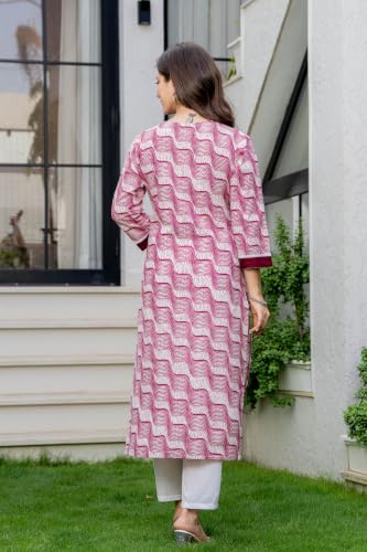 Image of New Cotton Leaf Printed Casual Straight Kurta for Women | Women Formal Kurti