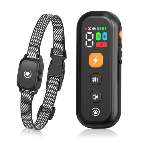 YJWFHPU Small Dog Training Collar with Remote - Humane Dog Shock Collar with Beep, Vibration & Safe Shock Modes, 1000ft Range, Waterproof Rechargeable Bark Control Collar for Small Dogs, Black
