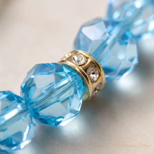 Image of Islamic Salat Prayer Tasbih - 100 Crystal White Beads - Tasbeeh for Dhikr, Zikr, and Meditation (Blue)