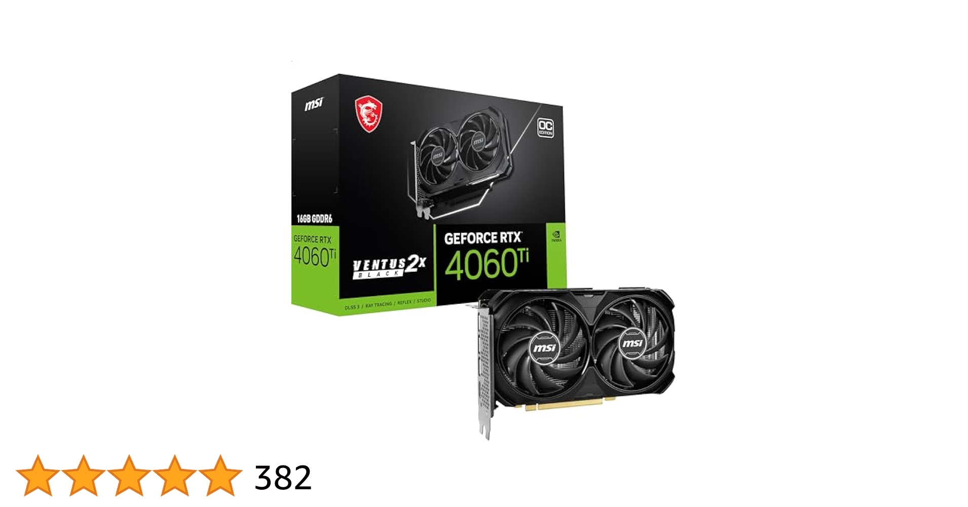 グラフィックボード・グラボ・ビデオカード MSI GeForce RTX 4060 Ventus 2X Black OC Amazon | MSI グラフィックスボード GeForce RTX 4060 Ti VENTUS