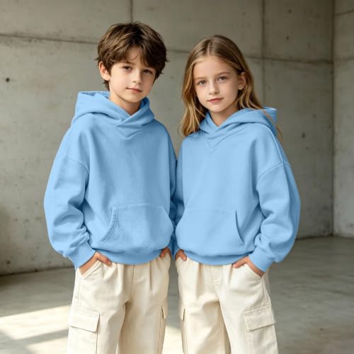 Cethrio Boys Crewneck Sweatshirt Girls Hoodies Size 10-12 Cute Cozy Warm Oversized Sweatshirts with Hooded Fall Outfits 2026 Sudadera Niño Soft Autumn Capsule Wardrobe Blue - image 2