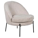 Sessel aus Stoff und Metall in Beige und Schwarz, 78 x 71 x 73 cm