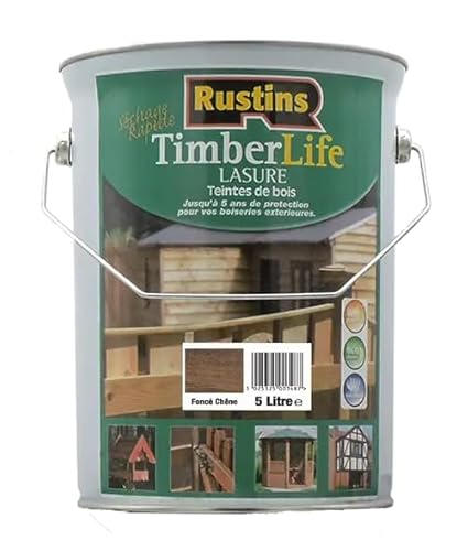 Rustins - Tinte para madera - exterior - Protección UV y 5 AÑOS - Roble oscuro - 12m²/L - 5 Litre (TLDO5000FR)