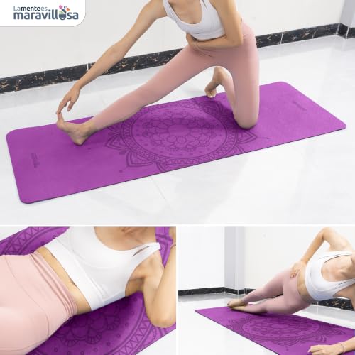 Miniatura 7 de La Mente Es Maravillosa - Esterilla Yoga, 183x61 Cm, Mandala, Morado Negro
