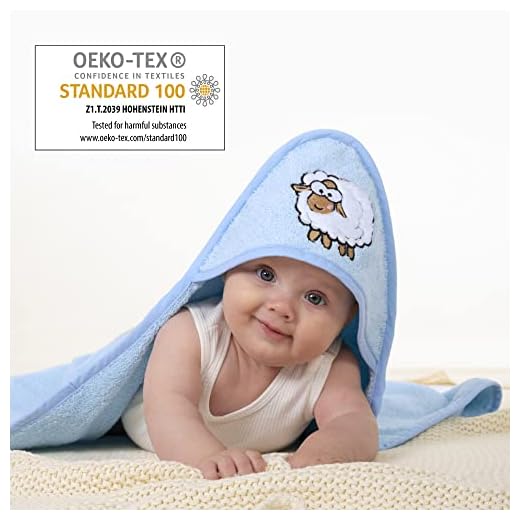 bisoo Toalla Bebe Recien Nacido - Capa de Baño Bebe con Capucha - 1 Toalla 80x80 cm con Bordado de Ovejita - 100% Algodón Certificado Oeko-Tex - Regalo Bebe Recien Nacido Niño y Embarazada (Azul)