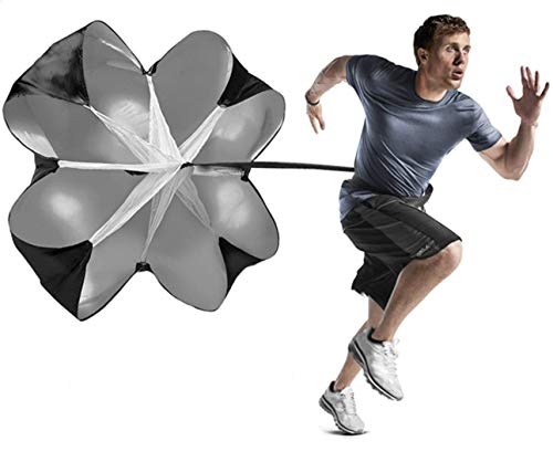 MioCloth Running Speed Chute Resistance Parachute 57 inch Powerchute Power Training Umbrella Sprint Soccer Trainer Core Training Runner Football Soccer Drilling Fitness Athlete Explosive Power Black