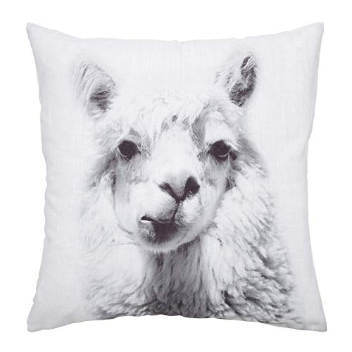 Kate and Laurel Como Decorative Alpaca Print Square Throw Pillow Cover, 18x18, White
