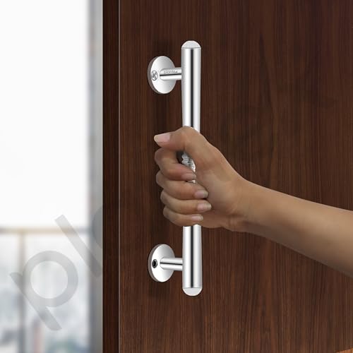 Image of Plantex Pooja Room Door Handle /8 Inch Handle /Pull Push Main Door Handle /3 Years Warranty Pack of 2 (S-142, Chrome)