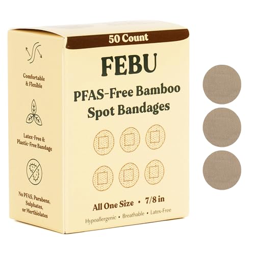 Image of FEBU Eco-Friendly Bamboo Fabric Bandages | PFAS Free Bandages for Scrapes & Cuts | Flexible Fabric Bandage | Fully Compostable, Latex Free Bandage | 50 Count Spot