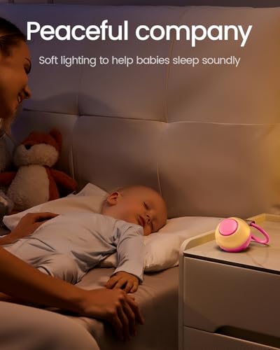 Image of CHICWAY Portable Sound Machine with AI Cry Detection White Noise Machine | Mom's Choice Awards 18 Soothing Sound Bluetooth Speaker Night Light White Noise for Baby Adult Home Travel Office Barbie Pink