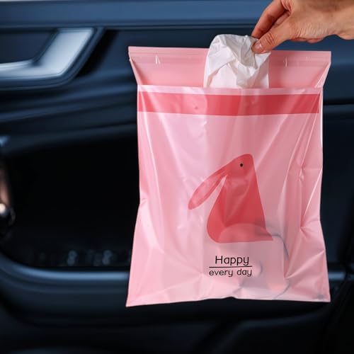 Image of 105 Pcs Car Trash Bags Disposable, Car Garbage Bag, Self Adhesive Small Trash Bags for Car, Portable Waterproof Leak Proof Barf Vomit Bags, Self Adhesive Cleaning Bags for Cars, Bedrooms, Kitchens