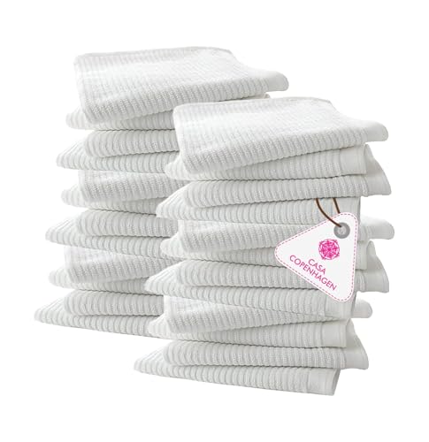 Casa Copenhagen Serviettes Bar Mop Côtelées, Lot de 24, 100% Coton, Absorbantes et Durables, 25 x 25 cm – Serviettes de Cuisine Polyvalentes pour Maison,...