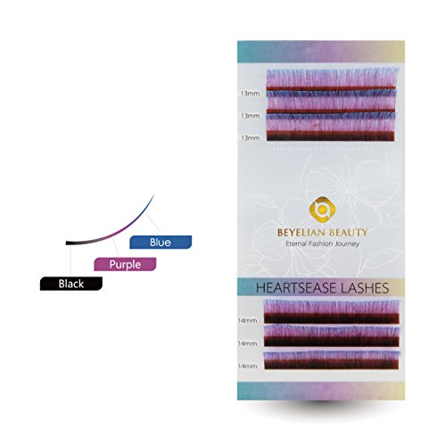 BEYELIAN 3C Heartsease 0.07mm Colored Individual Eyelash Extensions XD Volume Lashing Lashes C Curl 13-14mm Mixed Tray 6-Rows