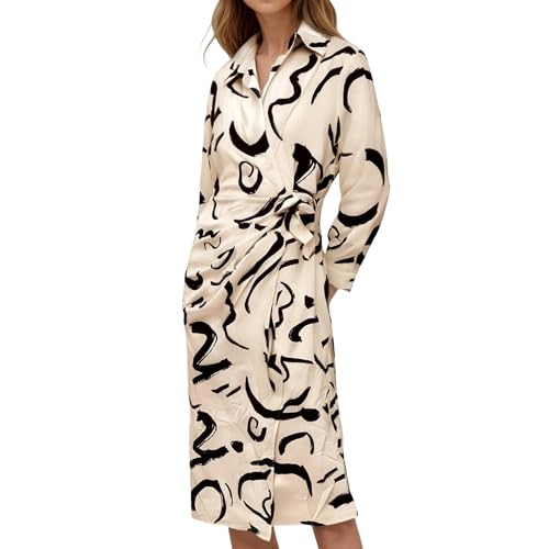 Robe chemise manches longues à imprimé floral col boutonné chic