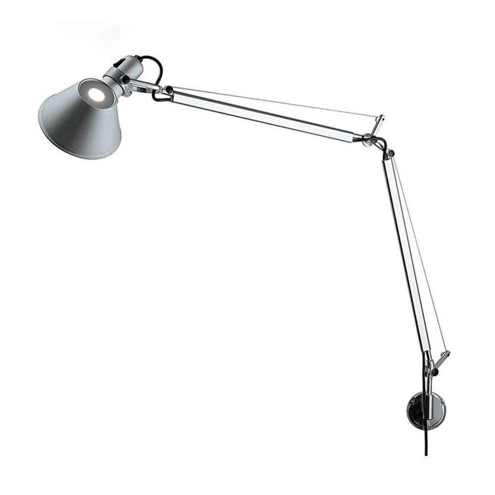 OZBMA Modern Industrial Wall Lamp Retractable Long Swing-Arm Sconce Adjustable Angle Light for Aisle Study Bedroom Living Room Reading(Silver) (Silver)