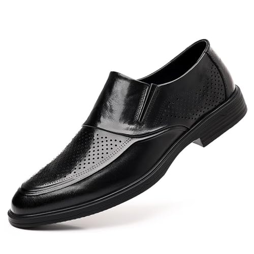 YZABEL Soft-Soled Men's Sandals Leather Shoes Slip-On Men's Business Hollowed-Out Dress Middle Aged Elderly Dad Shoes Men Plus Size Casual Business Pointed Toe Suit Shoes