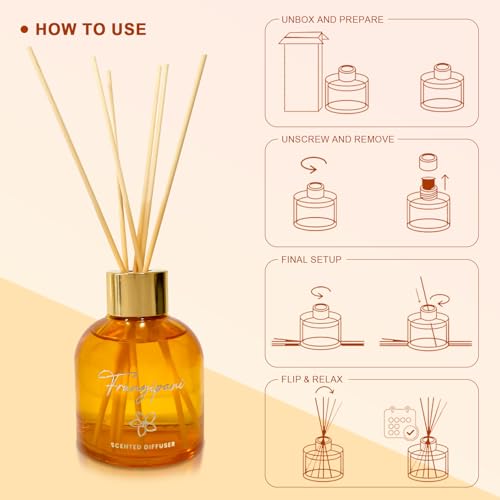 Pan Aromas (100ml) Oriental Frangipani Scented Reed Diffuser Set| Room Air Freshener| Reed Diffuser for Home Fragrance - Offices, Home, Bathroom & Living Room| Lasts Upto 45-60 Days