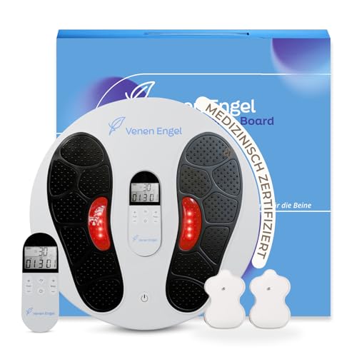 Venen Engel EMS Venen Board Durchblutungs-Stimulator | Behandlung bei Bein-Schmerzen und Schwellungen Krämpfen | Medizinisch Zertifiziert | EMS-Therapie | verbessert Durchblutung | inkl. Körper-Pads