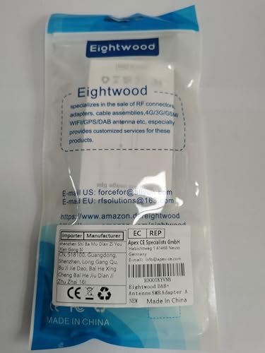 Scheibenantenne Eightwood DAB+ Antenne mit SMB-Adapter für Autos