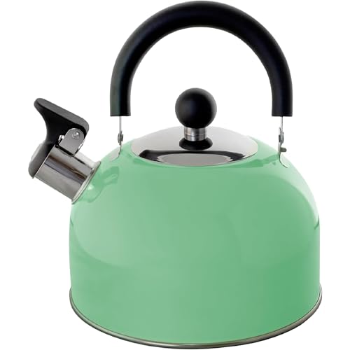 Lily's Home 2 Quart Stainless Steel Whistling Tea Kettle, the Perfect Stovetop Tea and Water Boilers for Your Home, Dorm, Condo or Apartment. (Pastel Green)
