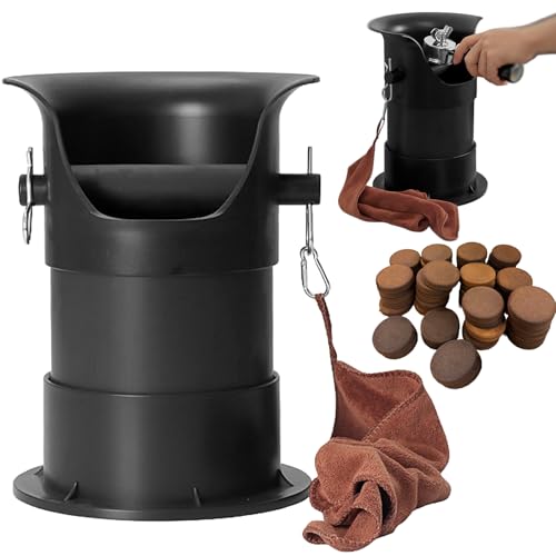 MORAINJAY Extra Large Coffee Knock Box,Espresso Grounds Container,Vertical Knockbox Bucket with Shock-Absorbent Removable & Barista Towel,Non-Slip Base,Grind Barista Accessories,Home&Commercial Bars