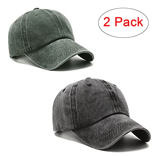 Image of PFFY 2 Packs Vintage Washed Distressed Baseball Cap Golf Dad Hat for Men Women