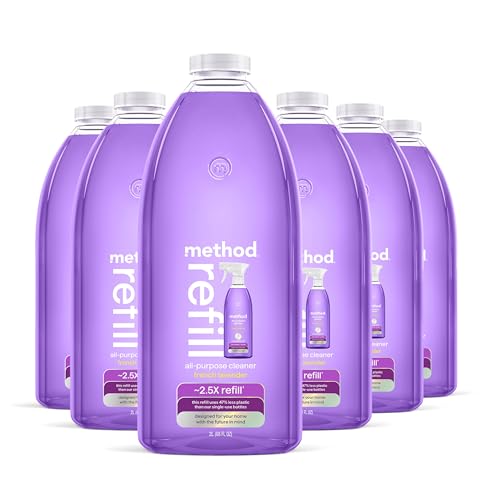 Image of method All-Purpose Cleaner Refill, French Lavender - Cuts Grease & Grime on Counters, Glass, Sealed Wood & Floors, for Kitchen & Bathroom, 68 fl oz, 6 pack