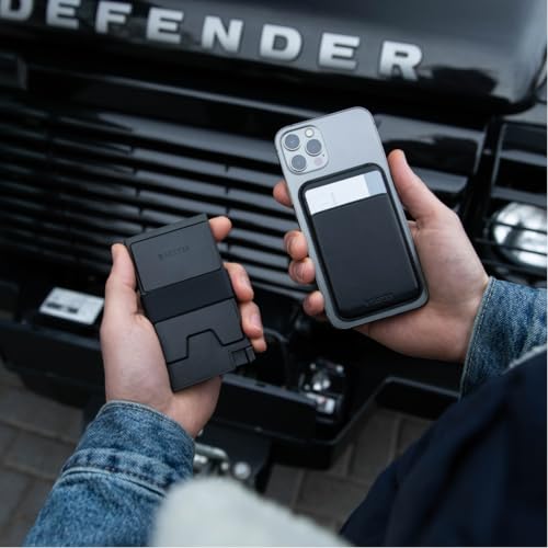 Image of Ekster - Aluminum Cardholder Wallet - Metal Aluminum Wallet for Men - Fits 12 Cards, RFID Blocking Layer, Ultra-Thin, Minimalist, Push Button, Swift Card Access, Expandable, Trackable (Brushed Black)