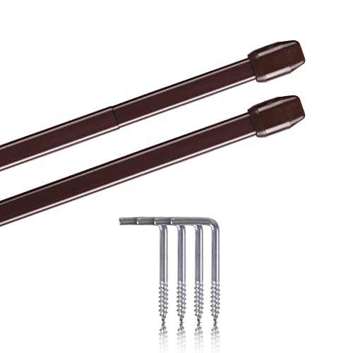 Lot de 2 tringles à vitrages extensibles, 2 tringles à rideaux avec crochets à visser (couleur : marron, taille : 40-60 cm)