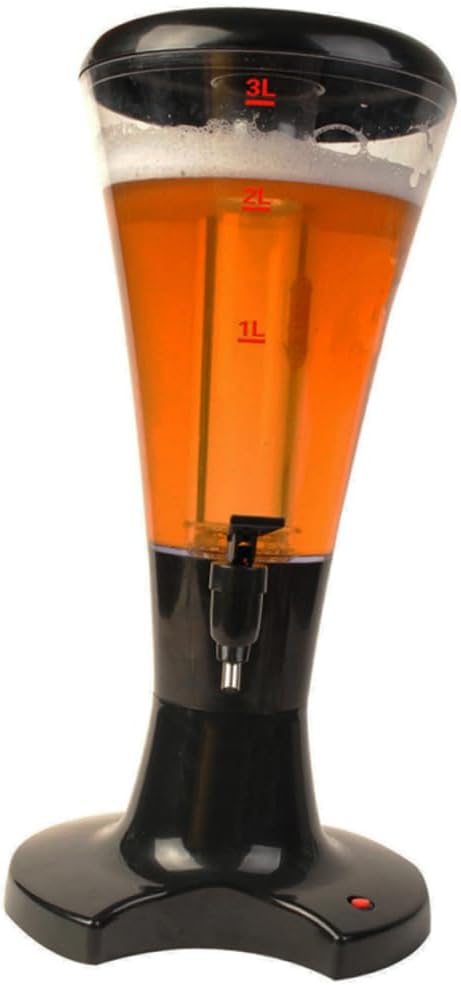 LED Colorful Beer Tower Beverage Dispenser Black Tabletop Drink Stand for Parties Home and Events for Juice Beer and Other Beverages