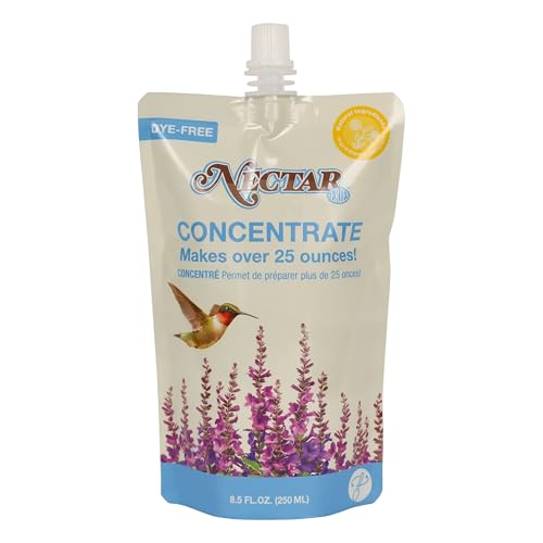 Nature’s Way Nectar Series Clear Hummingbird Wild Bird Food Concentrate, Dye-Free Preservative-Free, Made with Pure Cane Sugar, Makes 25.5 oz, 8.5 oz