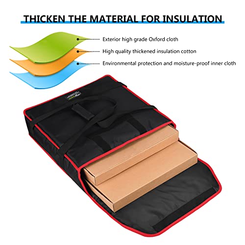 Icemi Pizza Bags For Delivery 18" X 18" X 5"Insulated Pizza Delivery Bag Moisture Free For Catering Food Delivery,Restaurant,Cookouts Black #TOP4