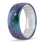 Enso Rings Etched Classic Silicone Rings - Comfortable and Flexible Design - 8mm Wide, 2.16 Thick - Supernova - Nebula/Pearl - Size 7