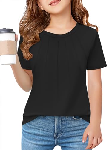 Image of Haloumoning Girls Pleated T Shirts Kids Summer Short Sleeve Fashion Tops Tees 5-14 Years