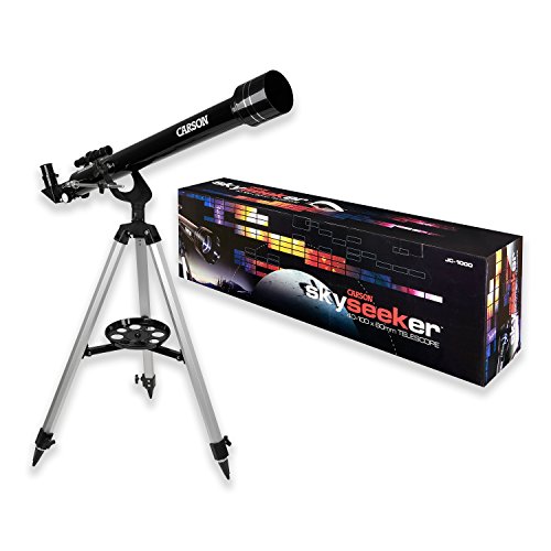 Image of Carson SkySeeker 40x-100x Refractor Beginner Telescope with Aluminum Tripod (JC-1000) | with Aluminum Tripod - Includes Multiple Eyepieces, Erecting Diagonal, and Various Telescope Accessories (JC-1000)