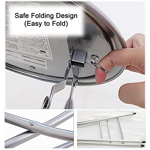 Zyledw Portable Folding Stool, Heavy Duty Fold Up Stool Metal Foldable Stool For Adults Kitchen Garden Bathroom Collapsible Round Stool, 300 Lbs Capacity (Color : Black, Size : Sitting Height: 24In) #TOP3