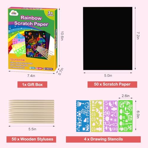 ZMLM Scratch Paper Art Set - 100Pcs Magic Craft Kit for Kids - Image 5