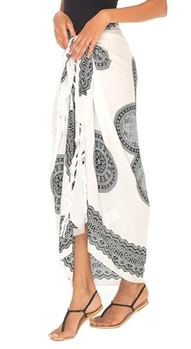 Image of SHU-SHI Womens Beach Swimsuit Cover Up Flower Sarong Wrap with Coconut Clip