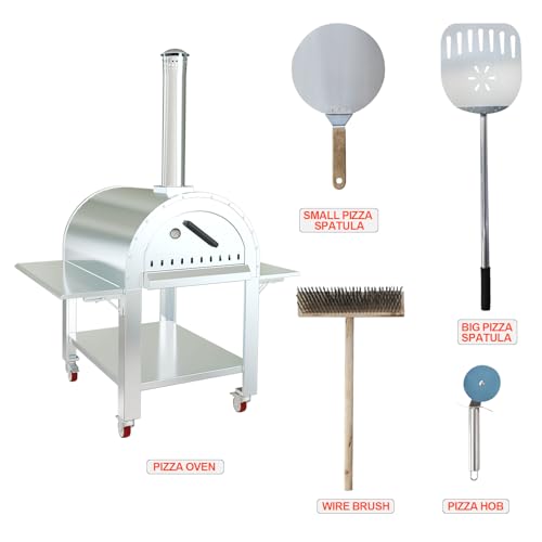 Wood Fired Pizza Oven, 32x46 Inch Outdoor Stainless Steel Pizza Maker with 160QT Capacity & Wheels for Backyard, Patio, Restaurant, Camping - Image 6