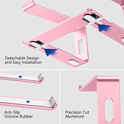 Image of BESIGN LS03 Aluminum Laptop Stand, Ergonomic Detachable Computer Stand, Notebook Riser, Laptop Mount Compatible with Air, Pro, Dell, HP, Lenovo More 10-15.6 inch Laptops, Pink