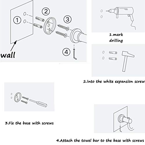 Colgante toallero doble acero inoxidable 304 cepillado para baño pared 8