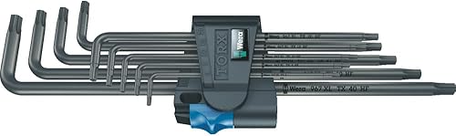 Wera 05024450001 9679 TX XL HF 1 L - Juego de llaves con función de sujeción, largo, 9 piezas