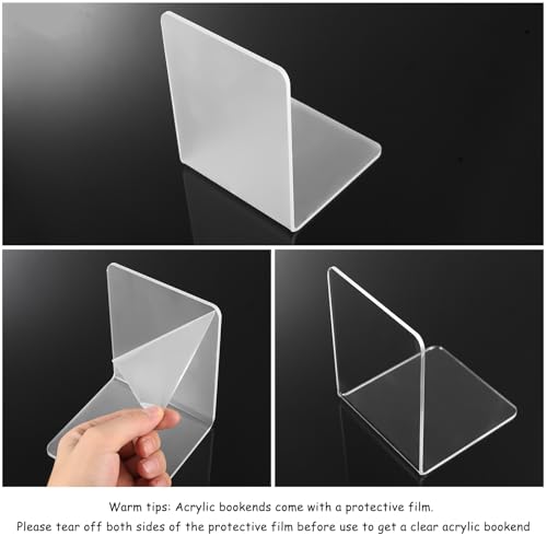 6 Stück Buchstütze Acryl Buchstützen für Regale, Transparente Buchhalter, Klarer Buchständer Bücherstützen, Book Ends Bookends für Schlafzimmer Büro Bibliothek Schule Zubehör Dekoration