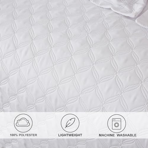 Image of Hailea 3 Piece White Daybed Cover Twin Size Cozy Daybed Sets Bedding Double Sided Quilting Cover Set Geometric Print Bedspread Coverlet All Season for Twin Bed with 2 Standard Shams,39 inchx75 inch