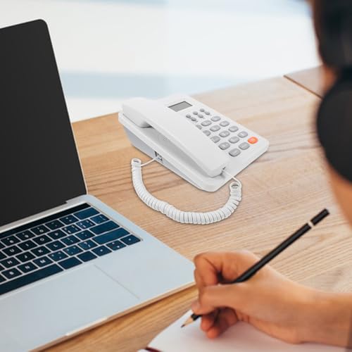 Teléfono de escritorio MAGICLULU con cable blanco para oficina miniatura 4