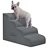 Dog Stairs for Small Dogs and Cats, 20″ H 4 Steps Dog Ramp for High Beds, Couch, Sofa, Waterproof Pet Stairs with Removable Washable Cover, Non-Slip Sturdy Pet Steps